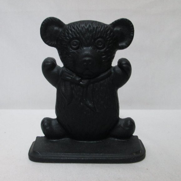 Cast Vintage Iron Teddy Bear Bookend Doorstop black 6.5 inches tall 2.7 pounds - Picture 2 of 11